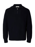 SLMPIM Pull demi-zip en coton bio, col montant — Selected Homme — Sky Captain — packshot 6 | Appart 17 Bruxelles