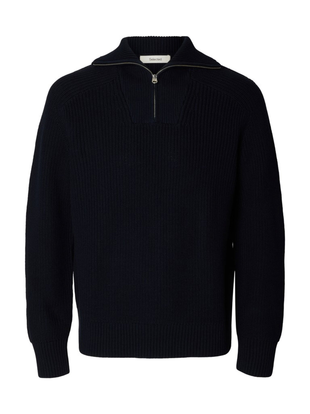 SLMPIM Pull demi-zip en coton bio, col montant — Selected Homme — Sky Captain — packshot 6 | Appart 17 Bruxelles