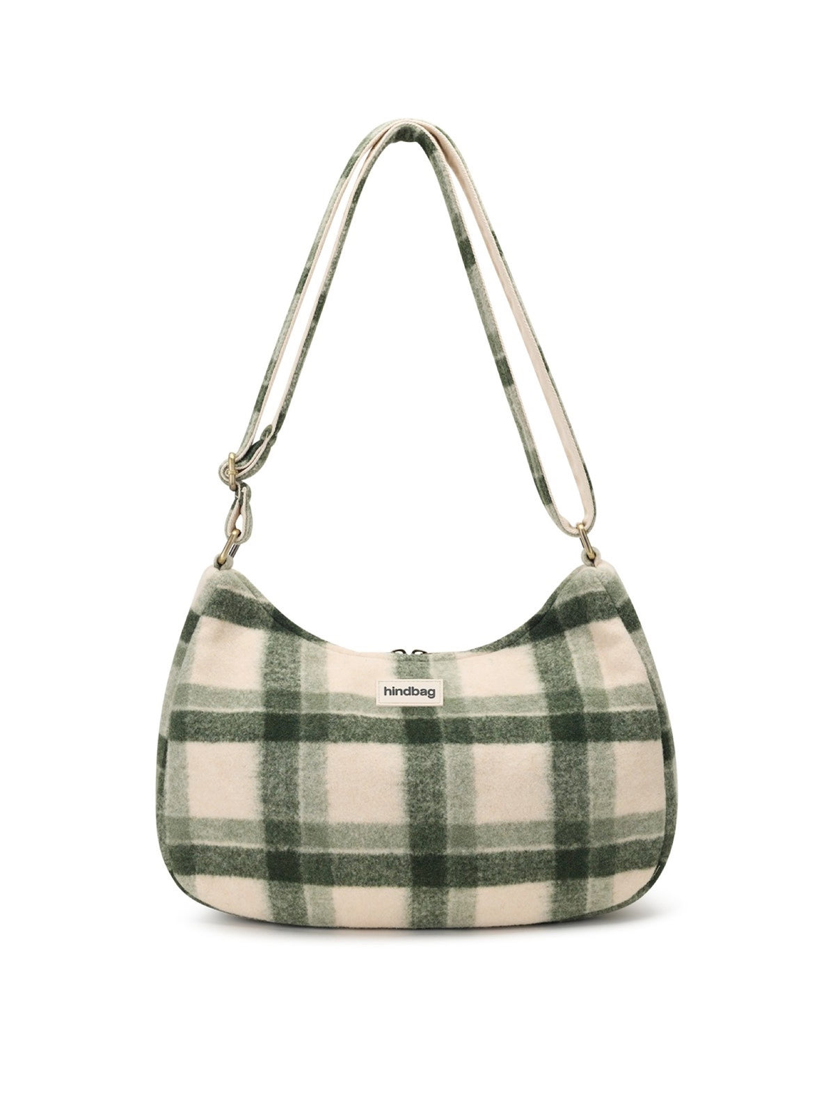 Hindbag Rosa Sac porté épaule en tartan effet laine — Hindbag — Tartan vert — packshot 2 | Appart 17 Bruxelles