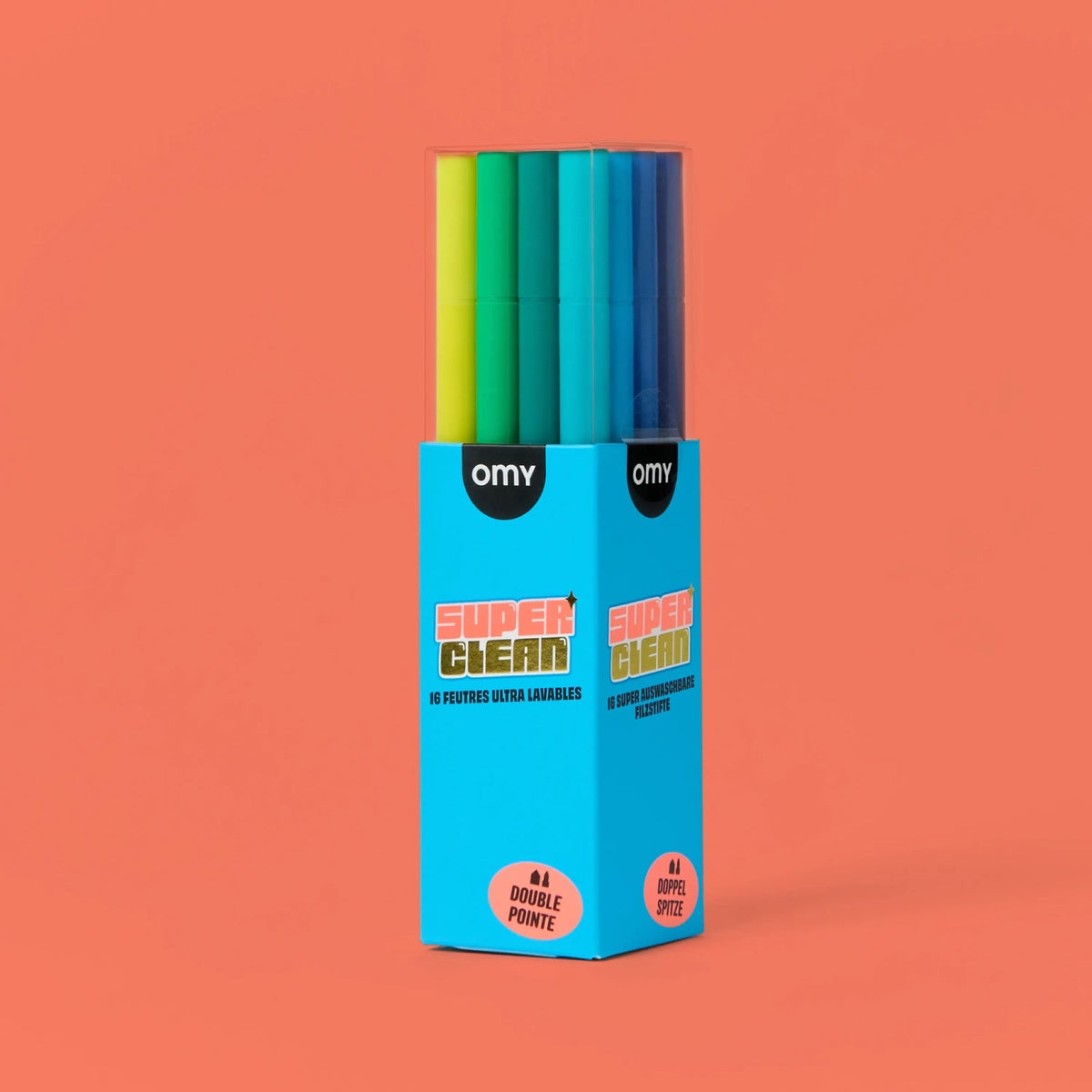 Feutres lavables double pointe Super Clean, 16 couleurs — OMY — Super Clean — packshot | Appart 17 Bruxelles