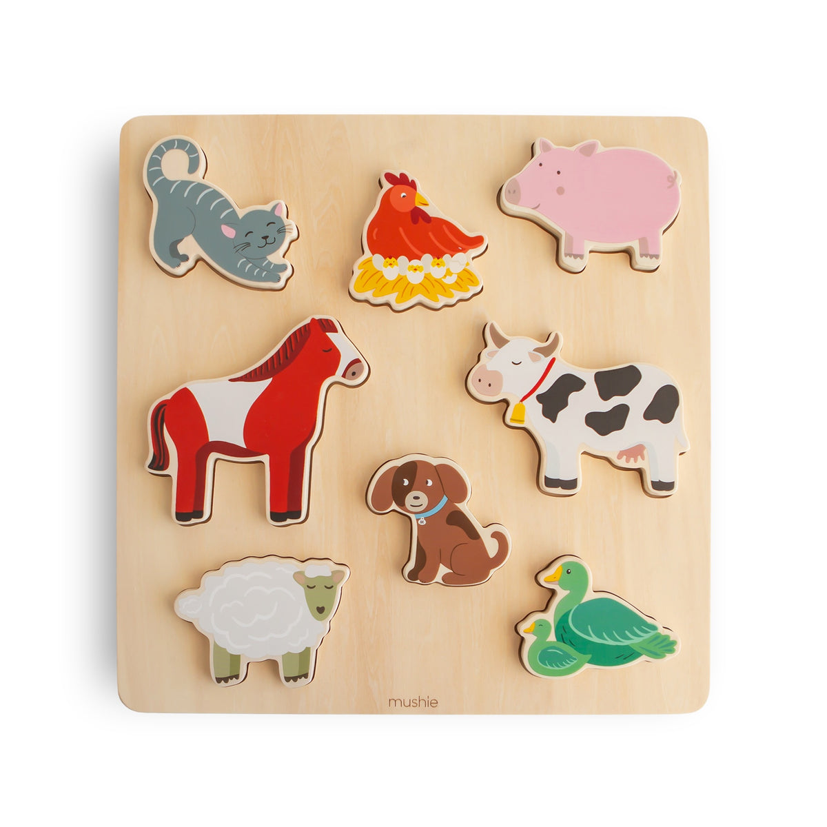 Puzzle en bois à encastrer — Mushie — Ferme — packshot | Appart 17 Bruxelles