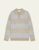 Striped Melange Polo en maille — Light Sand Melange — Les Deux