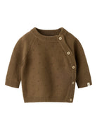 NBNLAGUNA Gilet cache-cœur en maille bébé — Lil' Atelier — Teak — vue de face 2 | Appart 17 Bruxelles