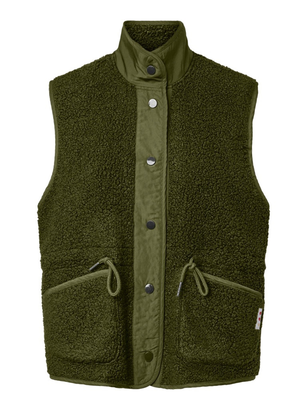 PCKATTY Gilet sans manches en teddy à col montant — Pieces — Sphagnum — packshot | Appart 17 Bruxelles