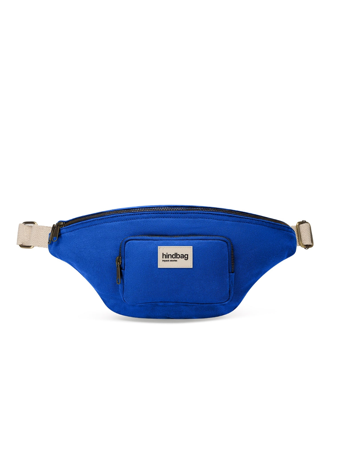 Hindbag Sofia Sac banane XL en coton bio, 2 poches zippées — Hindbag — Bleu électrique — packshot 3 | Appart 17 Bruxelles