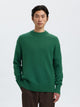 CALLE Pull laine & cachemire — Selected Homme — Dark Green Melange — porté, vue de face | Appart 17 Bruxelles