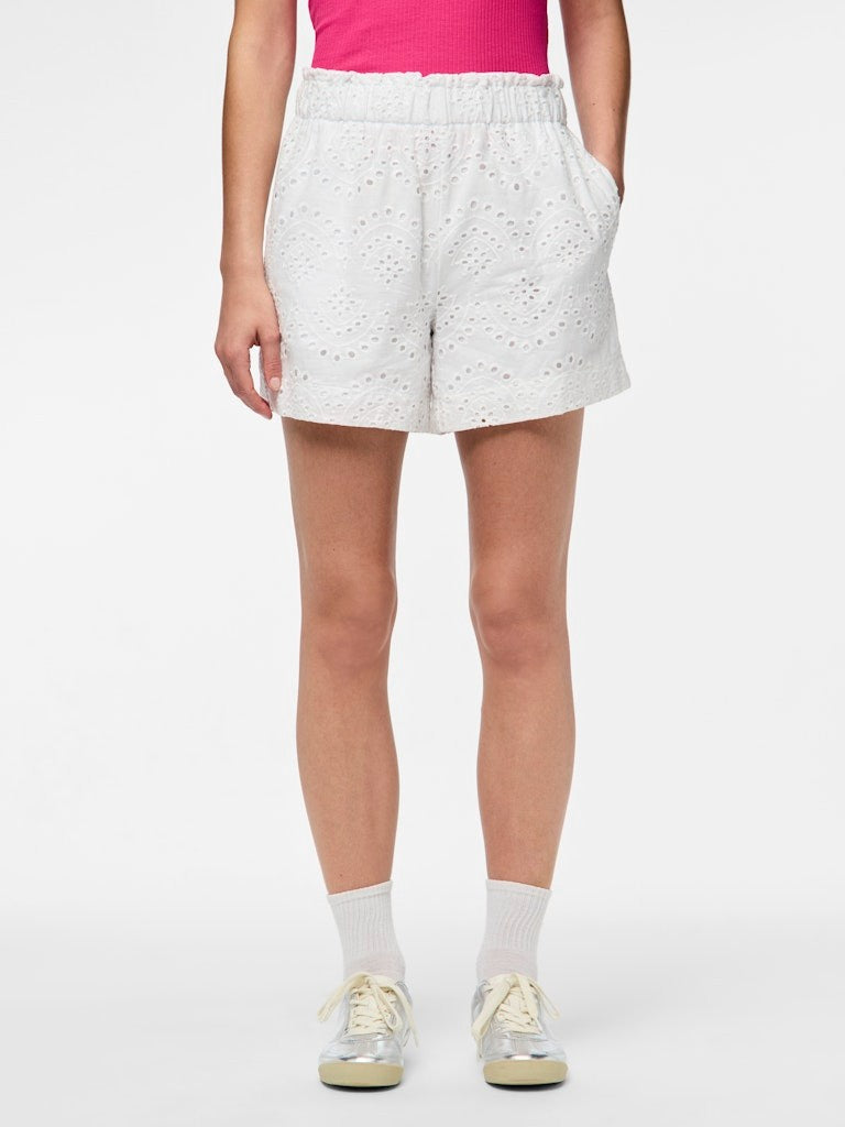 PCVILDE Shorts Broderie Anglaise Coton