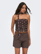 JDYELSA Women's Cropped Mesh Shoulder Top