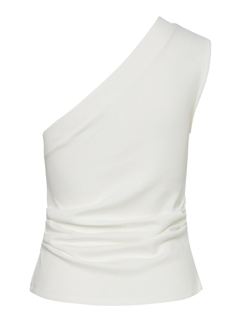 YASVENICE Top Asymétrique Blanc Coton
