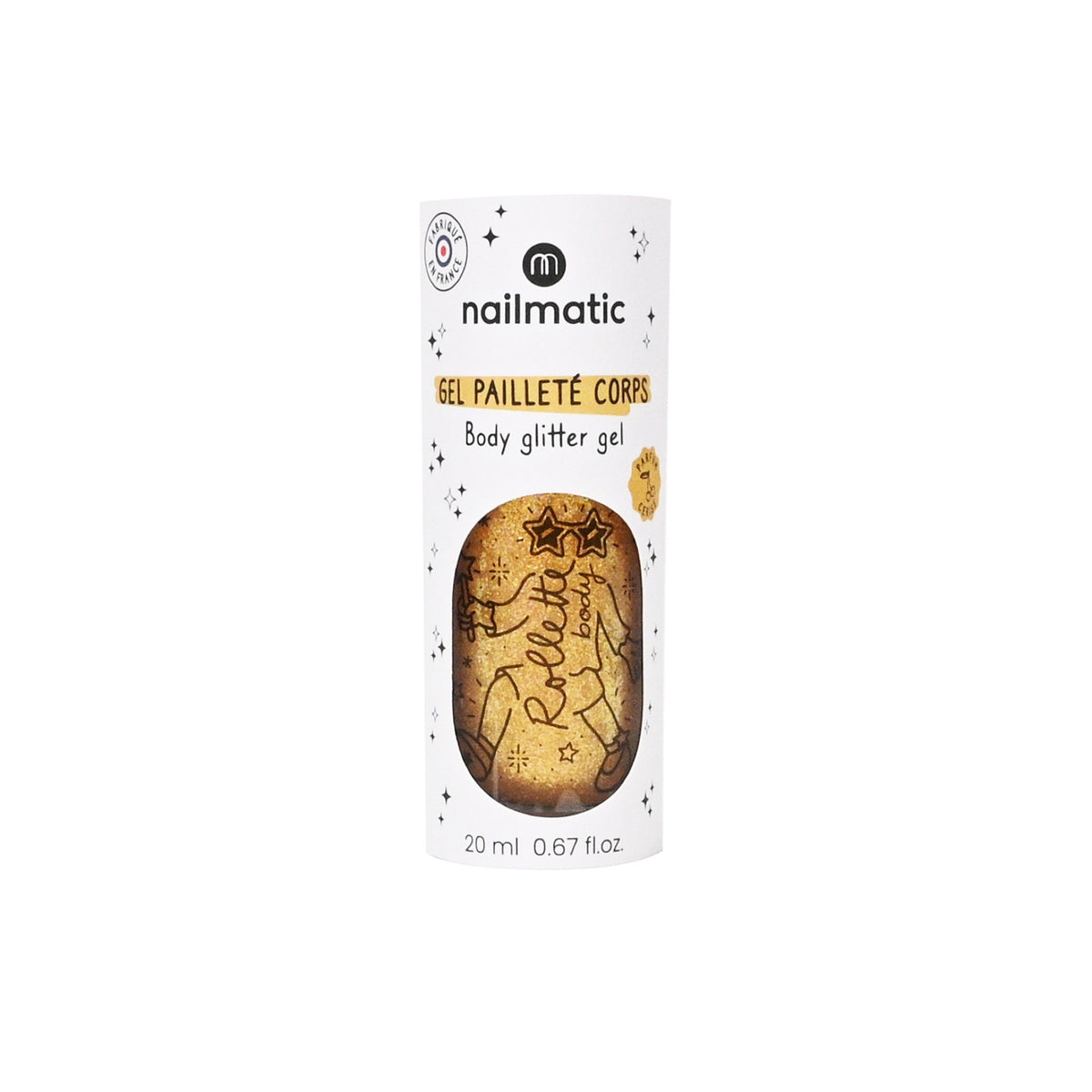 Body Rollette, gel pailleté pour le corps 20 ml — Nailmatic — Or — autre vue 2 | Appart 17 Bruxelles