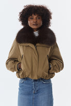BELINA Blouson à col fausse fourrure — Taupe — vue 3