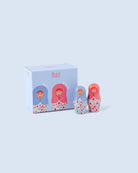 Fluid Market Sel & Poivre Dolls poupées russes en céramique — Fluid Market — Bleu & rose — packshot, coffret 4 | Appart 17 Bruxelles