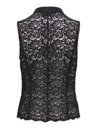 JDYISOLDE Top sans manches en dentelle à col mao et brandebourgs — JDY — Black — packshot, vue de dos 2 | Appart 17 Bruxelles