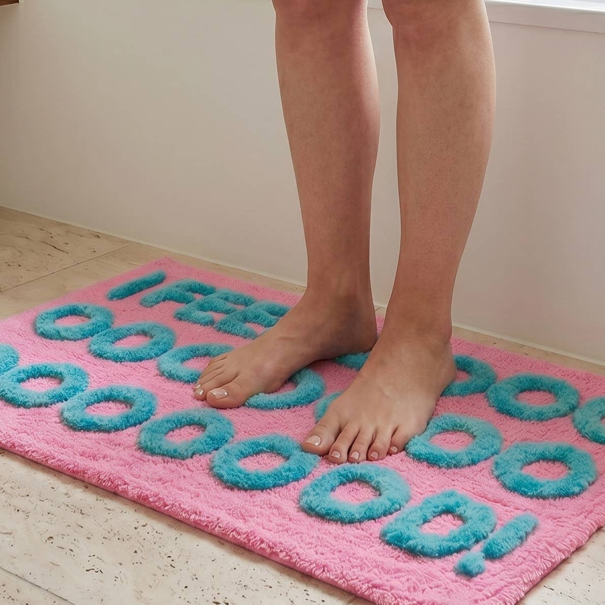 Tapis de bain « I Feel Good » tufté main — Rose & turquoise — vue 4, Rose & turquoise | Appart 17