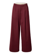 Selected Femme SLWTHILDE Pantalon extra large taille haute en laine et coton — Selected Femme — Tawny Port — packshot 6 | Appart 17 Bruxelles