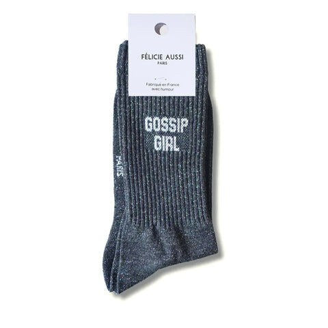Chaussettes « Gossip Girl » pailletées — Félicie Aussi — Anthracite pailleté — photo produit | Appart 17 Bruxelles