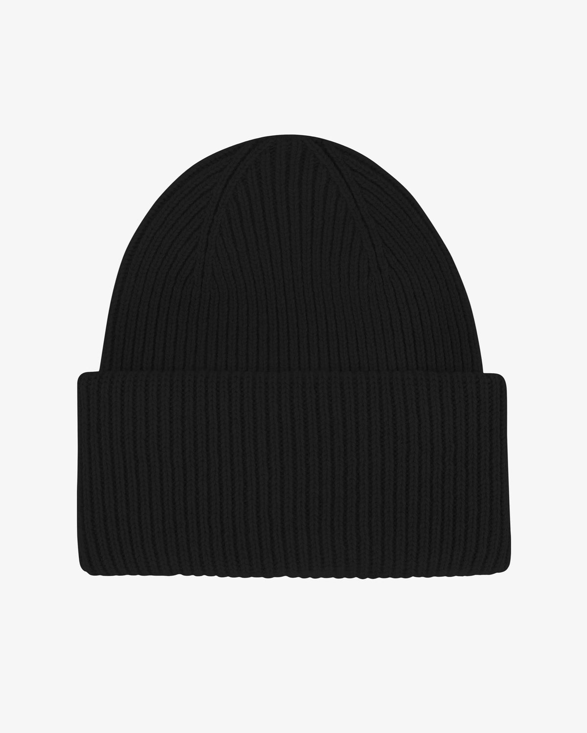 Colorful Standard Merino Wool Hat Bonnet côtelé à large revers laine mérinos — Colorful Standard — Deep Black — packshot 5 | Appart 17 Bruxelles