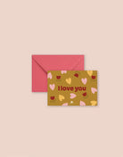 Mini carte avec enveloppe Bisous ou I love you — Ma Petite Vie — I love you — packshot | Appart 17 Bruxelles