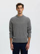 CALLE Pull laine & cachemire — Selected Homme — Medium Grey Melange — porté, vue de face | Appart 17 Bruxelles