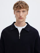 SLMTELLER Polo demi-zip en maille — Sky Captain — vue 3