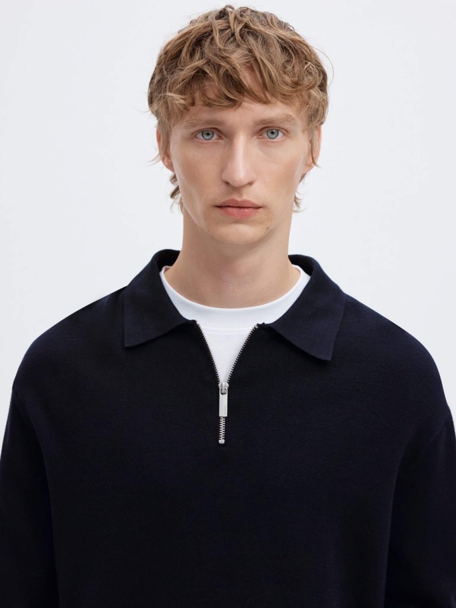 SLMTELLER Polo demi-zip en maille — Sky Captain — vue 3