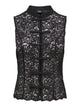JDYISOLDE Top sans manches en dentelle à col mao et brandebourgs — JDY — Black — packshot, de face | Appart 17 Bruxelles