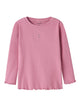 NMFVIVEMMAS T-shirt côtelé brodé de Noël fille — name it — Wild Rose Candy Cane — vue de face | Appart 17 Bruxelles