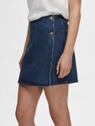 SLFCLAIR MW MID BL SHOR WRAP DENIM SKIRT