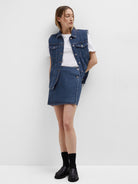 SLFCLAIR MW MID BL SHOR WRAP DENIM SKIRT