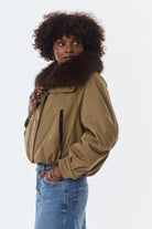 BELINA Blouson à col fausse fourrure — Taupe — vue 4
