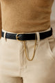 Ceinture Alesia en cuir à chaîne amovible — Noir