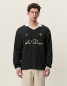 Waffle LS Football Jersey Maillot gaufré à manches longues — Les Deux — Rosin Green — porté, de face | Appart 17 Bruxelles