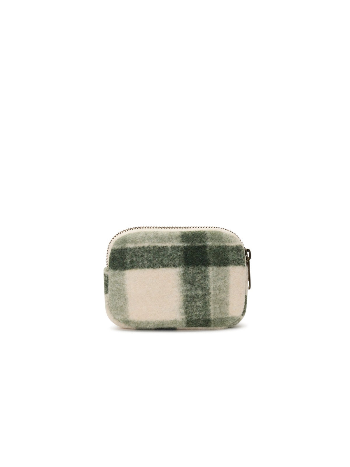 Hindbag Lili Porte-monnaie zippé, velours, tartan ou effet laine — Hindbag — Tartan vert — packshot, vue de dos 2 | Appart 17 Bruxelles