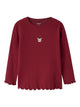 NMFVIVEMMAS T-shirt côtelé brodé de Noël fille — name it — Red Dahlia Reindeer — vue de face | Appart 17 Bruxelles