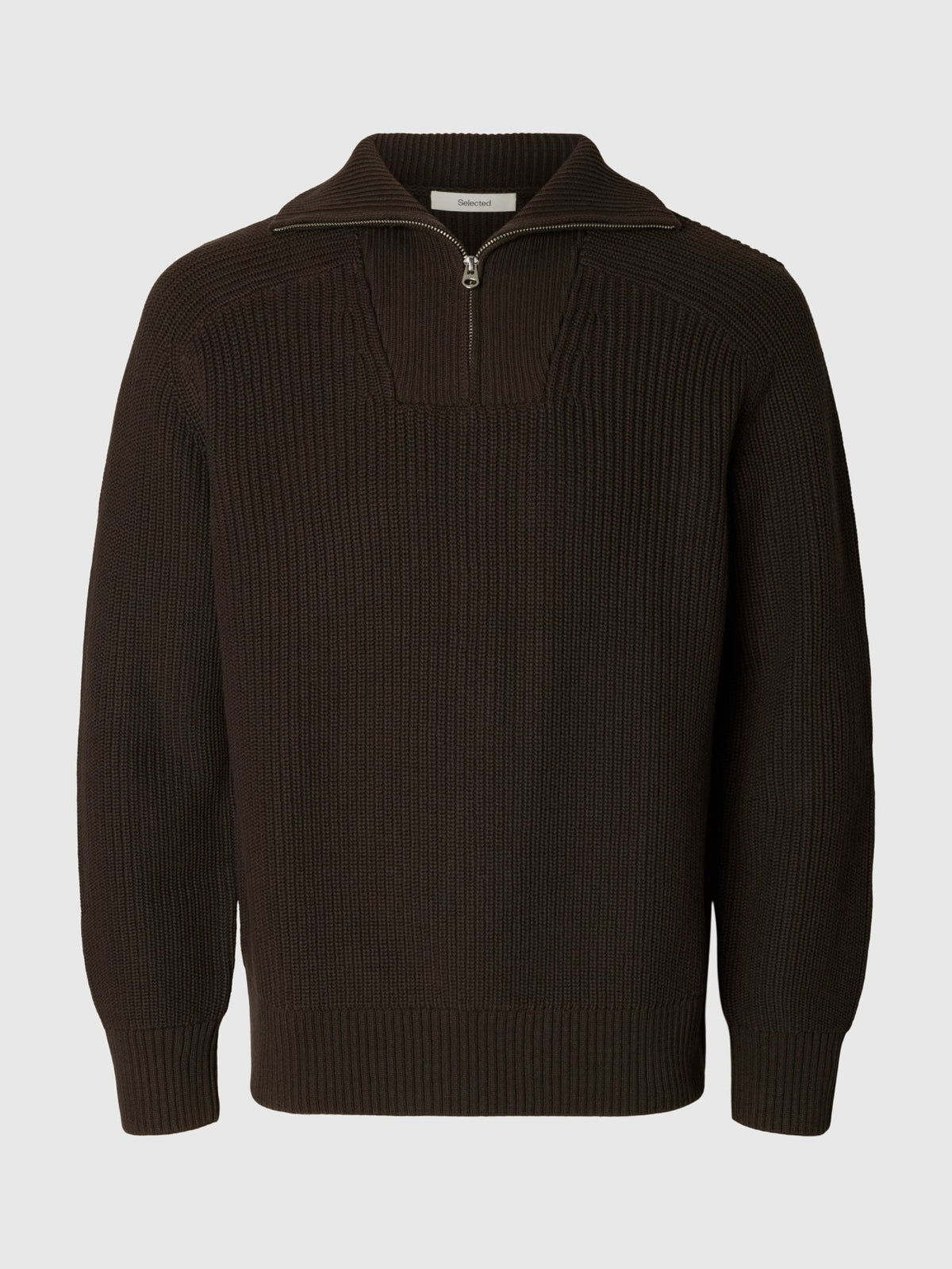 SLMPIM Pull demi-zip en coton bio, col montant — Selected Homme — Delicioso — packshot | Appart 17 Bruxelles