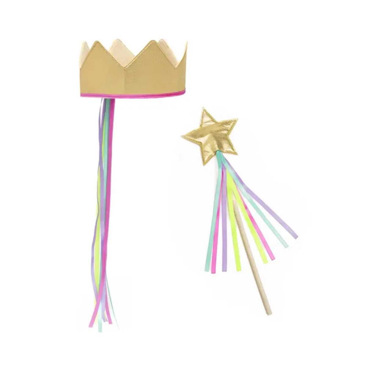 Couronne dorée pailletée de princesse — Ratatam Kids — Set couronne + baguette — packshot | Appart 17 Bruxelles