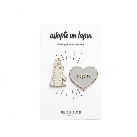 Duo de pin's « Lapin » — Félicie Aussi — Gris — photo produit | Appart 17 Bruxelles