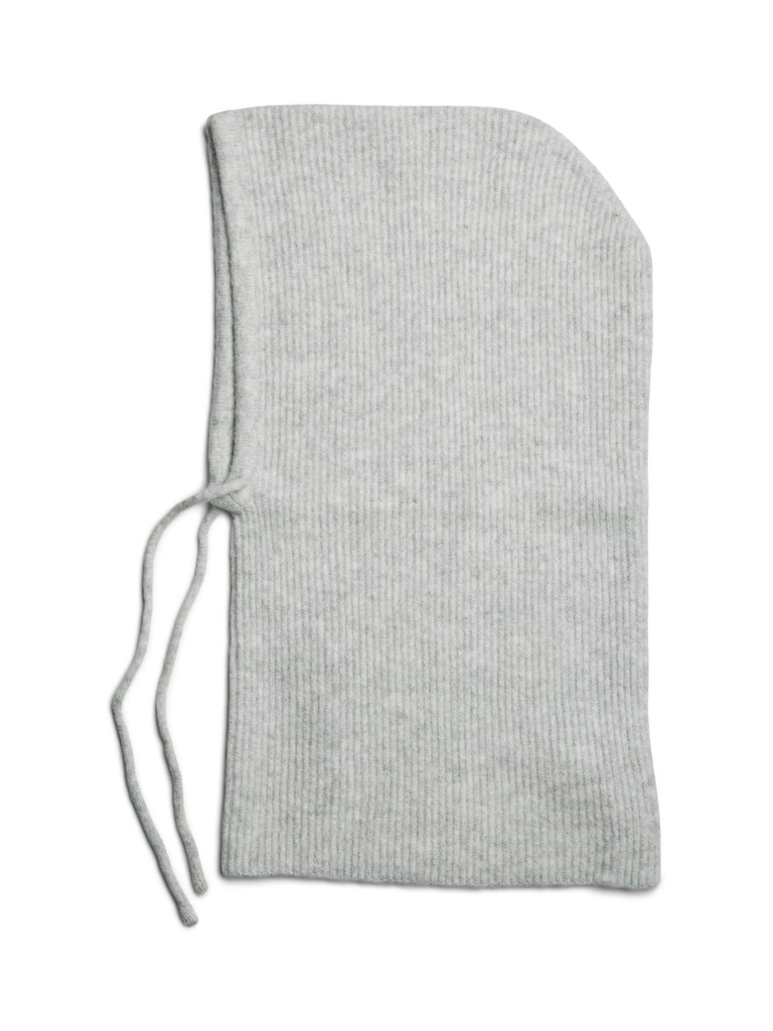 PCSOLINA Cagoule en maille côtelée à liens — Pieces — Light Grey Melange — packshot | Appart 17 Bruxelles