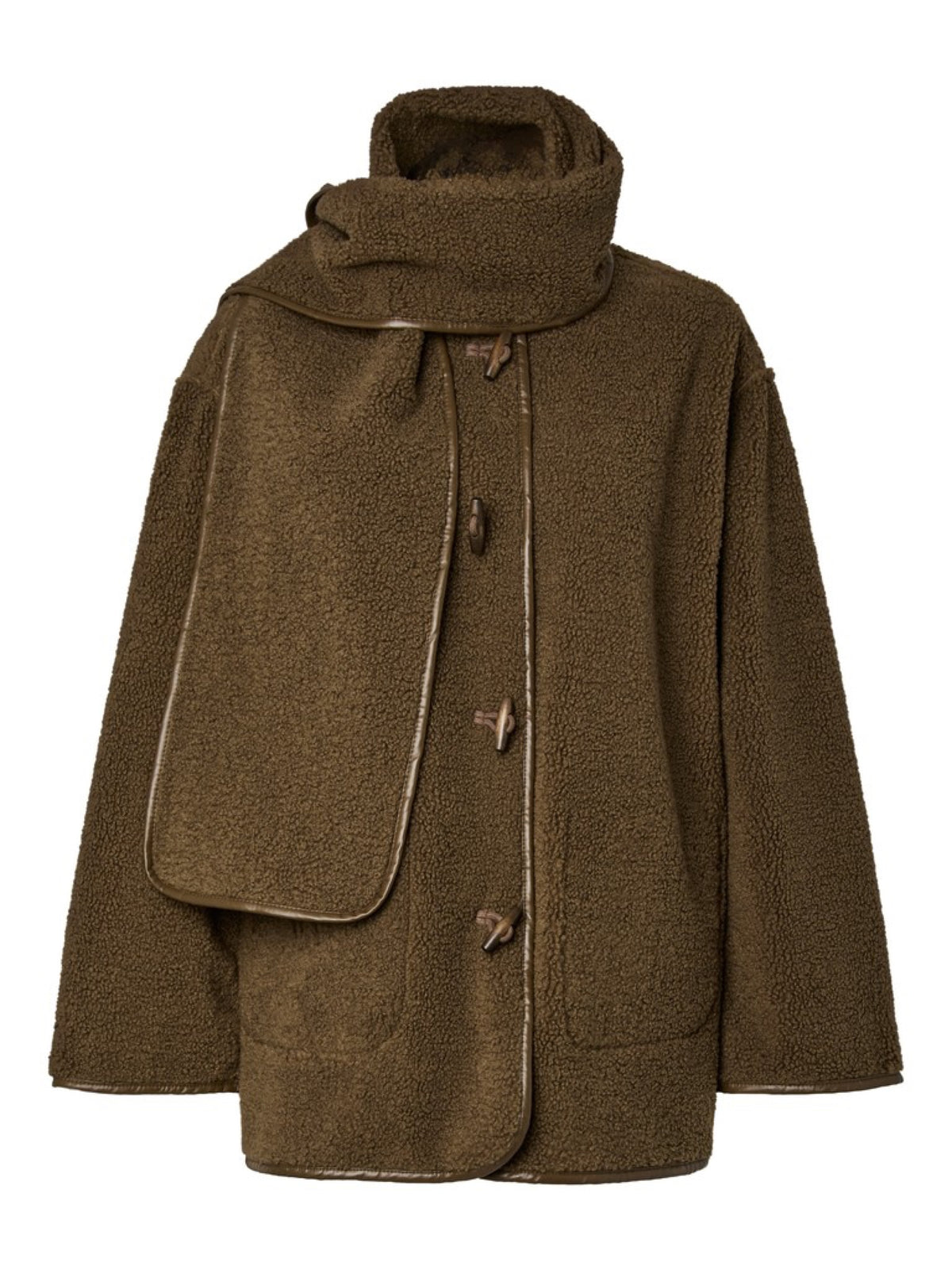 YASOSANA Veste réversible teddy à écharpe intégrée — YAS — Otter — packshot, face teddy 6 | Appart 17 Bruxelles