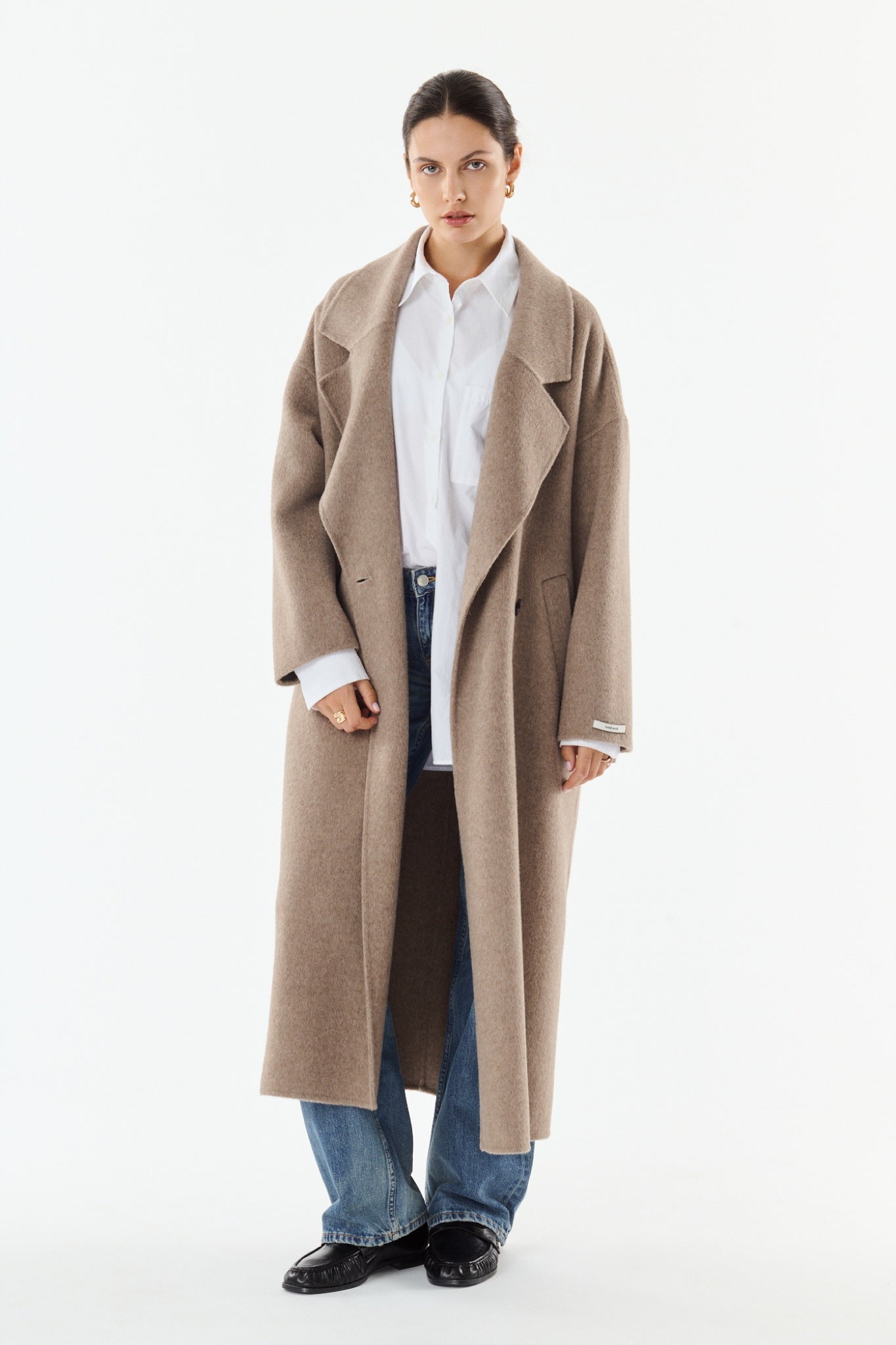 MURIEL Manteau long croisé — Taupe — Giovanni Paris