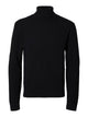 SLHTHEO LS KNIT STRUCTURE ROLL NECK — SELECTED HOMME BLACK — vue de face | Appart 17