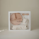 Coffret repas bébé en silicone — Mushie — Pink Flowers — mise en situation 2 | Appart 17 Bruxelles