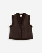 Anya Gilet sans manches en suédine bordée sherpa — Chocolat — Grace & Mila