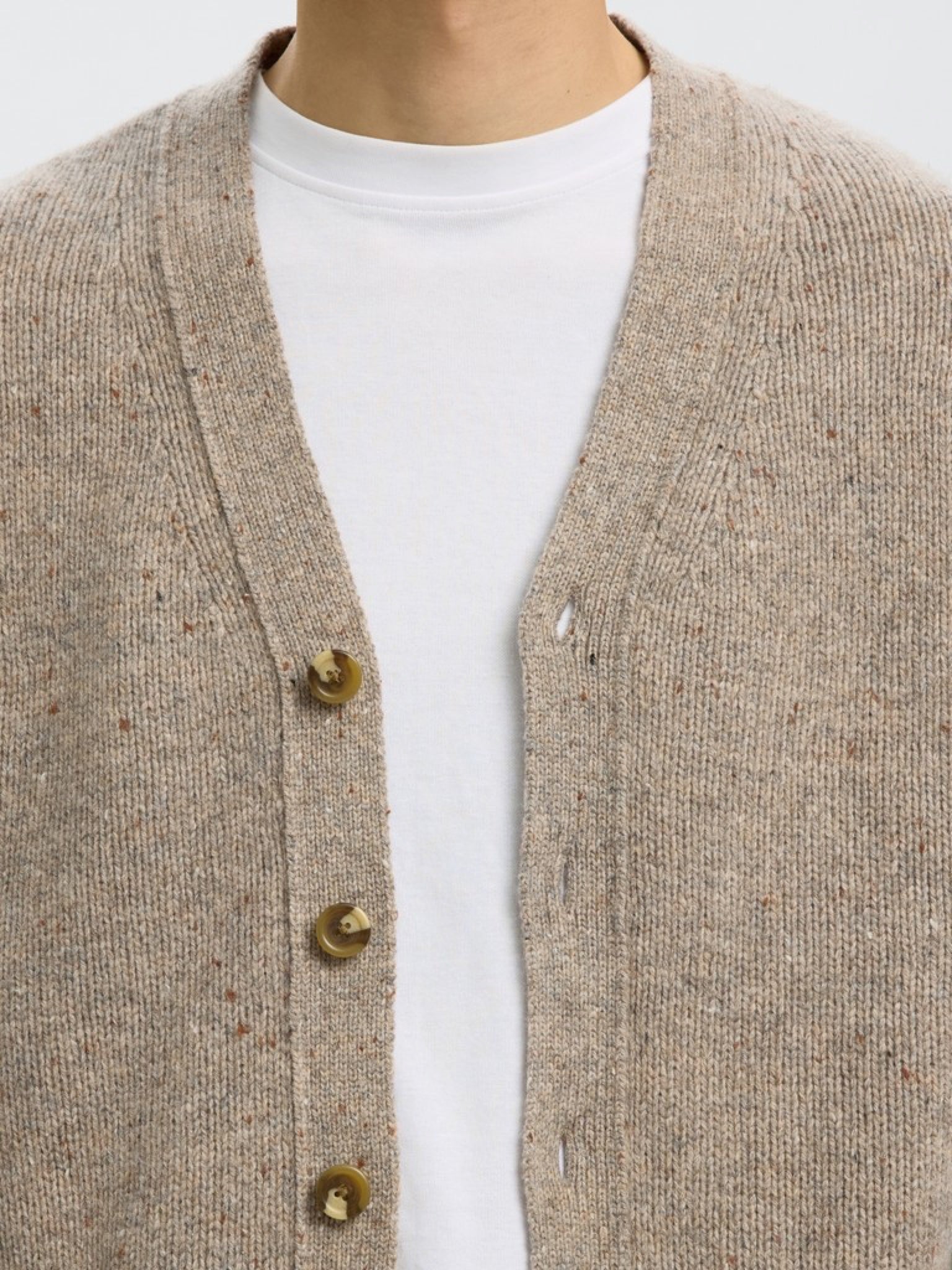 SLMCODY Cardigan col V en laine — Oatmeal Neps — vue 4