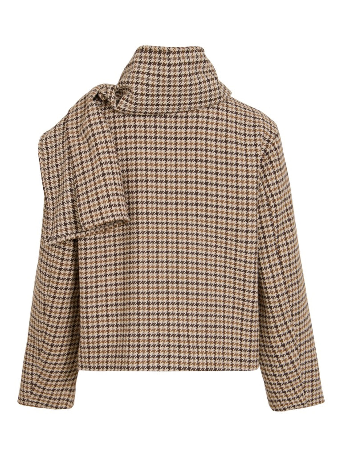 VISOLISA Veste courte à carreaux avec écharpe intégrée — VILA — Coffee Bean Check — packshot, vue de dos 2 | Appart 17 Bruxelles