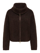 JDYZELINA Cardigan à double zip et col montant, manches longues — JDY — Chocolate Torte — packshot, de face | Appart 17 Bruxelles