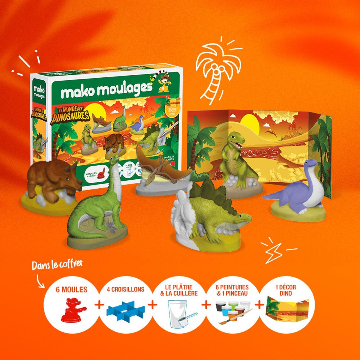 Coffret de moulage Monde des Dinosaures, 6 figurines — mako moulages — Monde des Dinosaures — autre vue 2 | Appart 17 Bruxelles