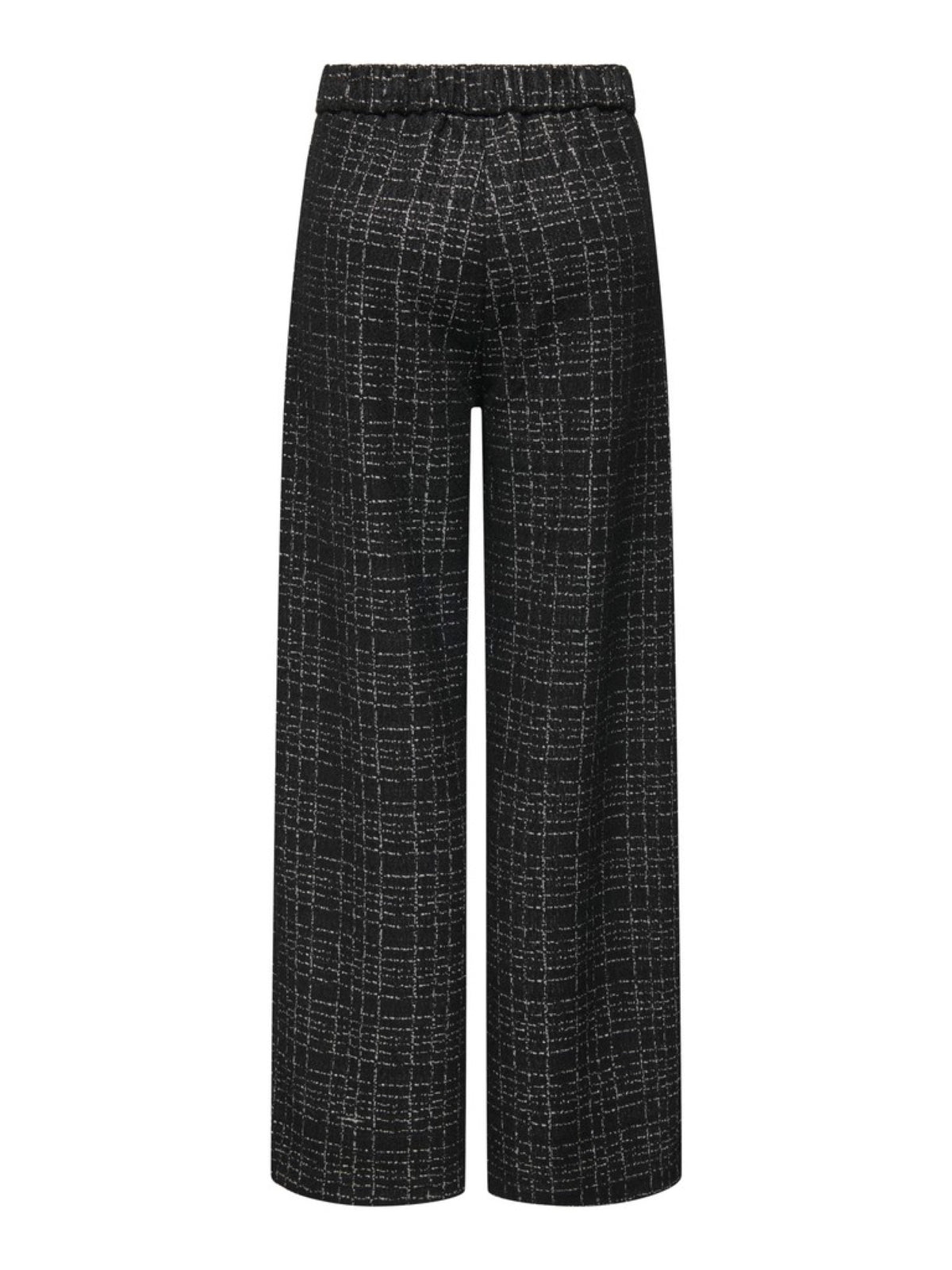 JDYDORIT Pantalon large à carreaux en maille bouclée — JDY — Black Checks — packshot, vue de dos 6 | Appart 17 Bruxelles