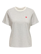 JDYPISA T-shirt col rond en coton bio à imprimé — JDY — Cloud Dancer / Light Grey Stripes — packshot | Appart 17 Bruxelles