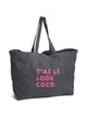 PCSASTRO Tote bag en coton à slogan — Pieces — Black Washed/neon pink — packshot | Appart 17 Bruxelles